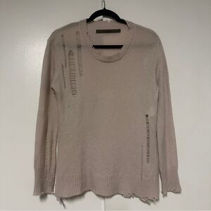 Enza Costa pale pink Cashmere & Wool Destructed distressed Sweater Size Medium